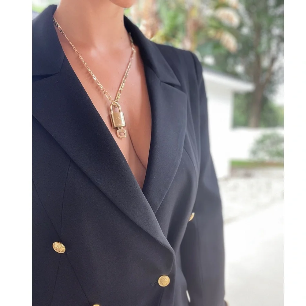 Louis Vuitton 14k Padlock & Key Necklace Set - Picture 3 of 8